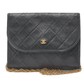 CHANEL Shoulder Bag Matelasse Push Lock Lambskin Black Gold-Tone Hardware, Pre-Owned