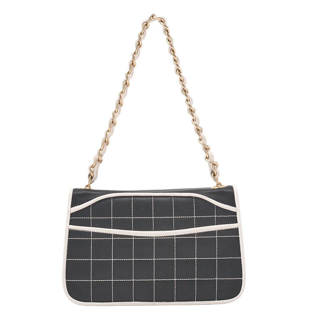 CHANEL Chanel Chocolate Bar 2.55 Turnlock Chain Handbag Satin X Lambskin Black Gold-Tone Hardware, Pre-Owned