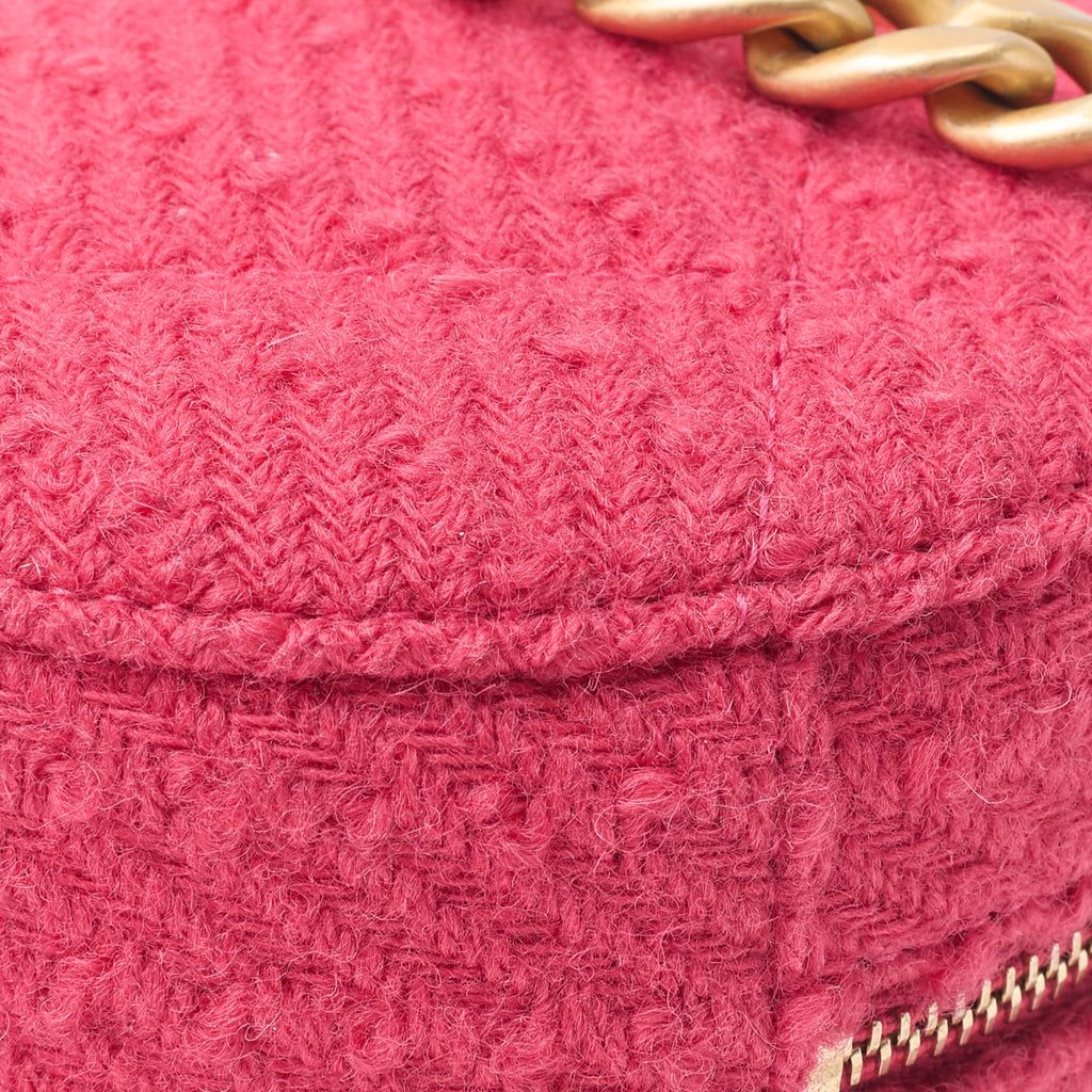 CHANEL 19 Matelasse Chain Shoulder Tote Bag Tweed Pink Gold-Tone Hardware Pre-Owned