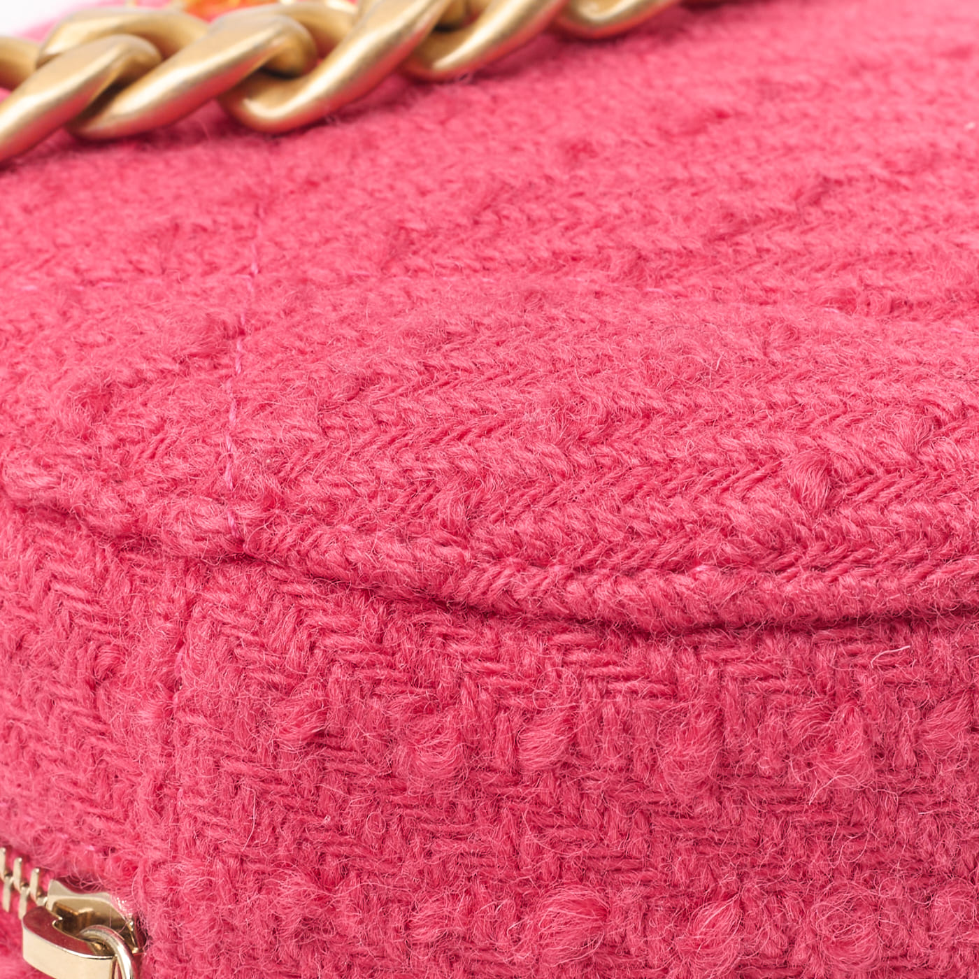 CHANEL 19 Matelasse Chain Shoulder Tote Bag Tweed Pink Gold-Tone Hardware Pre-Owned