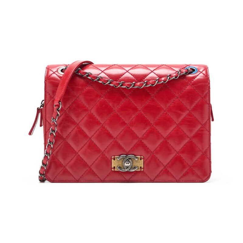 CHANEL Mini Shoulder Bag, Matelasse Turn Lock Chain Shoulder, Vintage Calf, Black, Silver-Tone Hardware, Pre-Owned