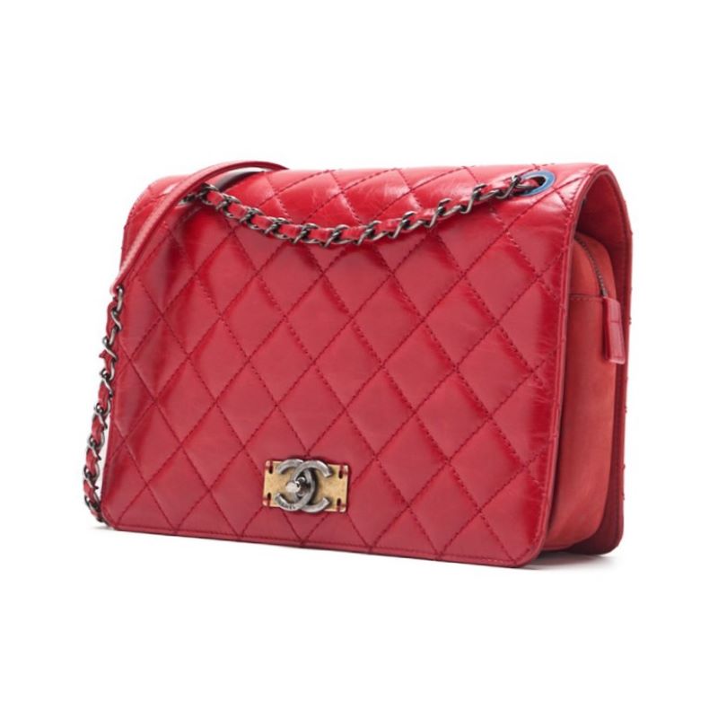 CHANEL Mini Shoulder Bag, Matelasse Turn Lock Chain Shoulder, Vintage Calf, Black, Silver-Tone Hardware, Pre-Owned