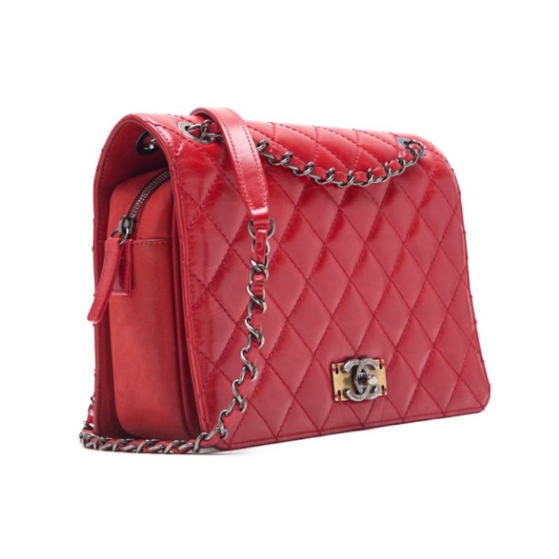 CHANEL Mini Shoulder Bag, Matelasse Turn Lock Chain Shoulder, Vintage Calf, Black, Silver-Tone Hardware, Pre-Owned