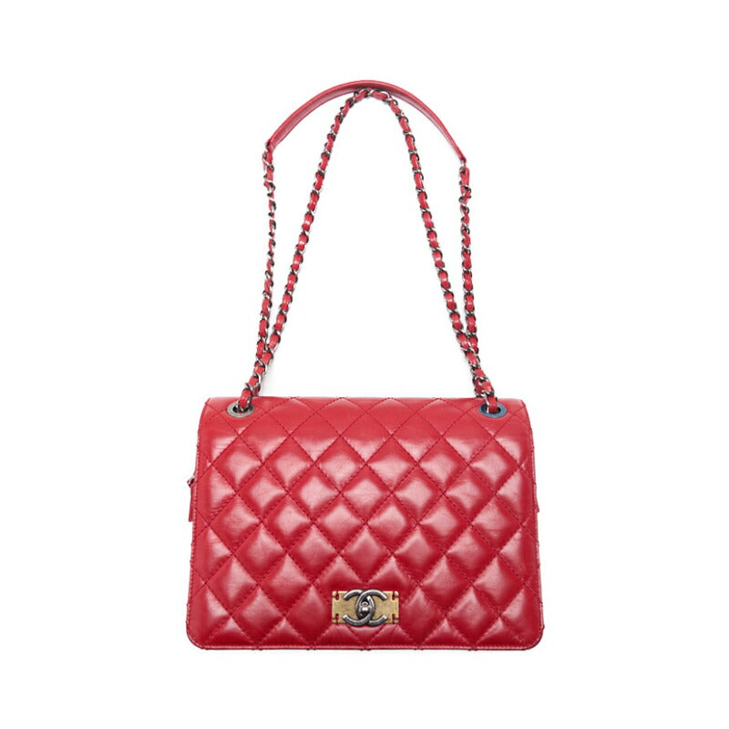 CHANEL Mini Shoulder Bag, Matelasse Turn Lock Chain Shoulder, Vintage Calf, Black, Silver-Tone Hardware, Pre-Owned