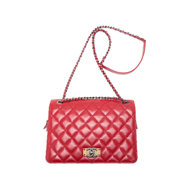 CHANEL Mini Shoulder Bag, Matelasse Turn Lock Chain Shoulder, Vintage Calf, Black, Silver-Tone Hardware, Pre-Owned