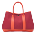 HERMES Garden Party TPM Tote Bag Toile Officer Rouge Grenat Silver-Tone Hardware Pre-Owned
