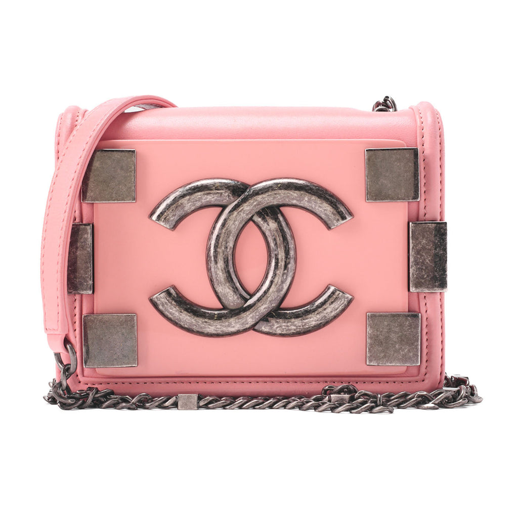 CHANEL Chain Shoulder Big Coco Push Lock Lambskin x Plastic Pink Silver-Tone Hardware, Pre-Owned