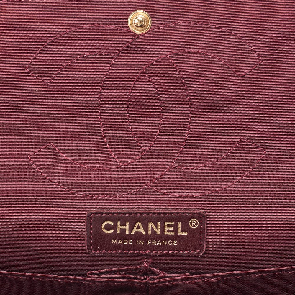 CHANEL Shoulder Bag Single Flap 2.55 Lock Satin Large Size Black Gold-Tone Hardware, Pre-Owned