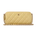 CHANEL Matelasse Chain Wallet Lambskin Yellow Gold-Tone Hardware, Pre-Owned