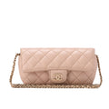 CHANEL Matrasse Shoulder Bag Caviar Skin Glasses Case Beige Silver-Tone Hardware, Pre-Owned