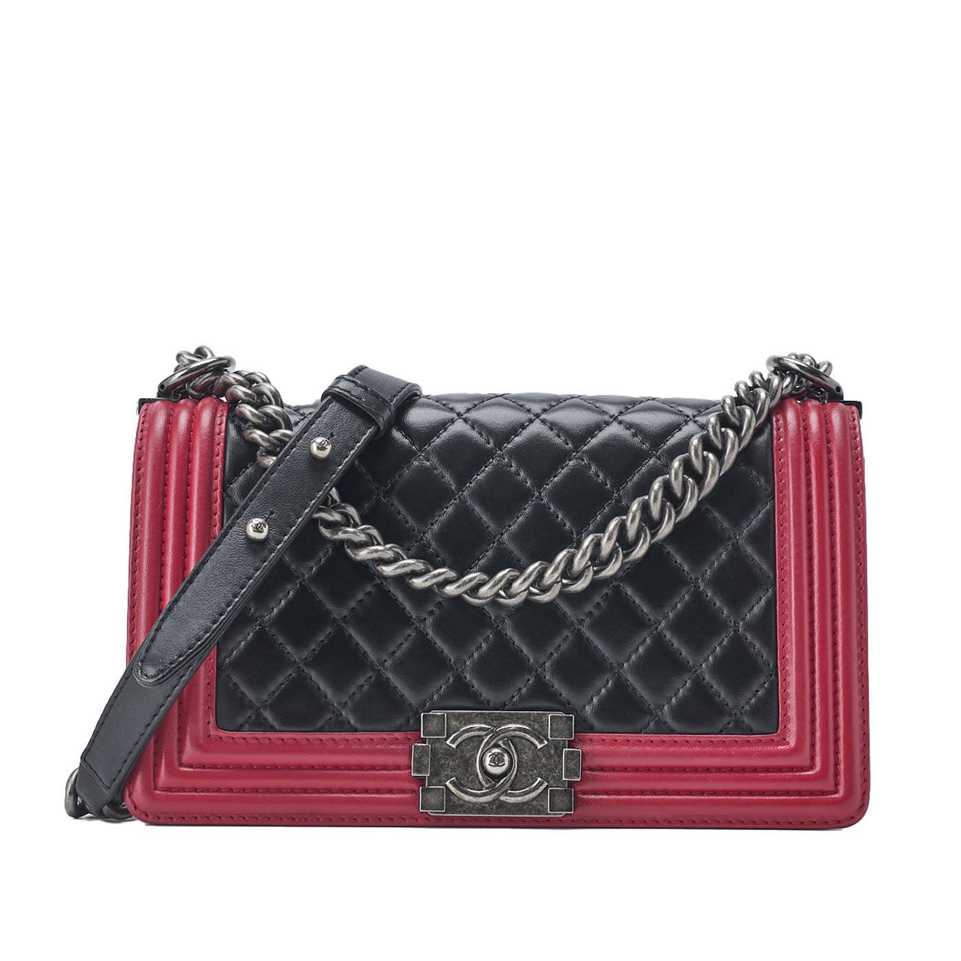 CHANEL Boy Chanel Matelasse Chain Shoulder Lambskin Black Gold-Tone Hardware Pre-Owned