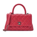 CHANEL Chain Shoulder Bag Matlasse Coco Handle 2WAY Handbag Caviar Skin Red Silver-Tone Hardware, Pre-Owned