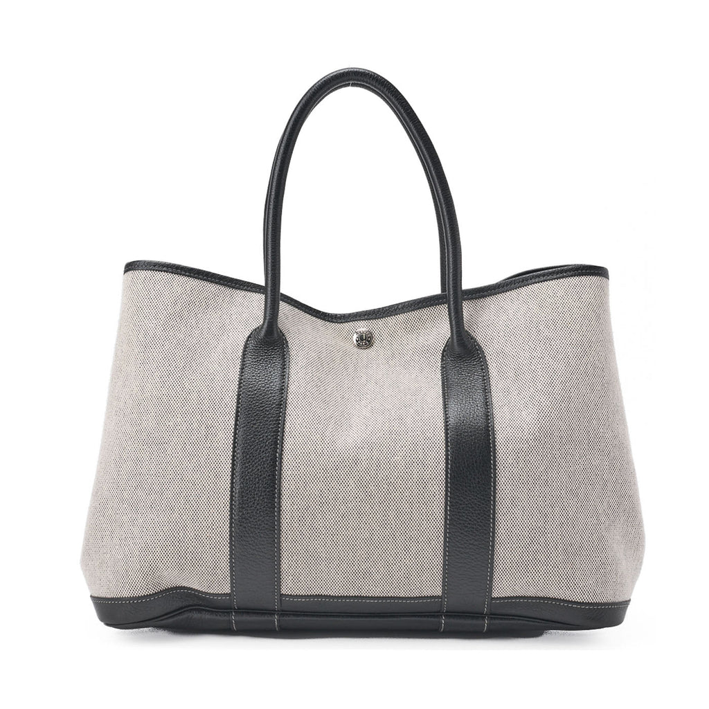HERMES Garden Party PM Tote Bag to Negonda x Canvas Grey Silver-Tone Hardware, Pre-Owned