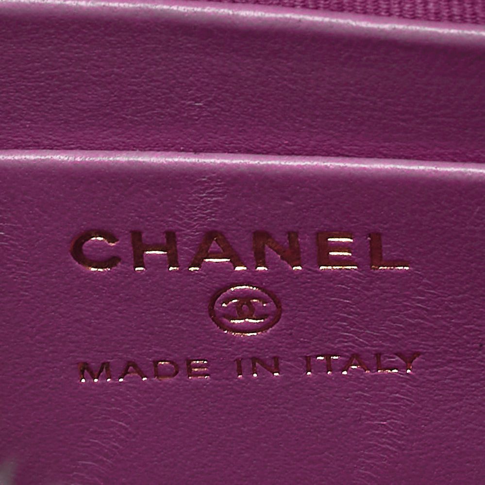 CHANEL Tweed Matelass? Coco Mark Mini Chain Shoulder Purple X Multicolor Gold-Tone Hardware, Pre-Owned