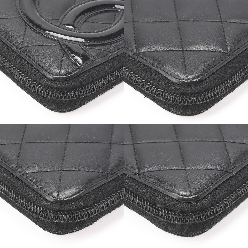 CHANEL Cambon Line Matelasse Round Long Wallet Calfskin Black Silver-Tone Hardware, Pre-Owned