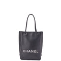 CHANEL Mini Tote Bag Essential Logo Mark Lambskin Black Silver-Tone Hardware Pre-Owned