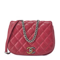 CHANEL Shoulder Tote Bag Matelasse Full Flap Chain Caviar Skin Red Gold-Tone Hardware Pre-Owned