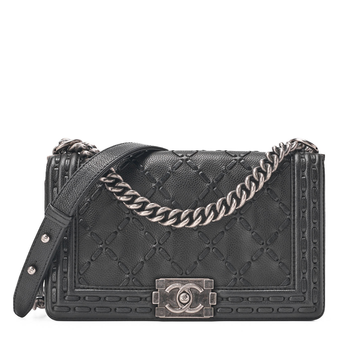 CHANEL Shoulder Bag, Boy Chanel V Stitch, Denim, Silver-Tone Hardware, Pre-Owned