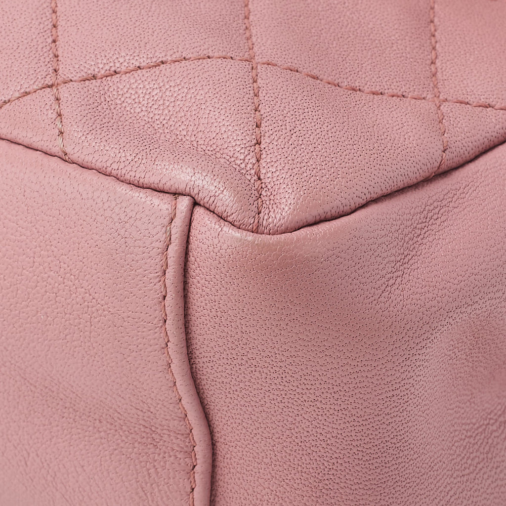 CHANEL Mini Shoulder Bag Matelasse Round Flap Chain Shoulder Lambskin Pink Gold-Tone Hardware Pre-Owned