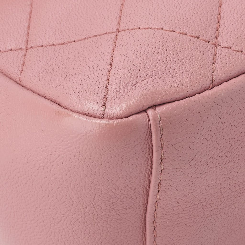 CHANEL Mini Shoulder Bag Matelasse Round Flap Chain Shoulder Lambskin Pink Gold-Tone Hardware Pre-Owned