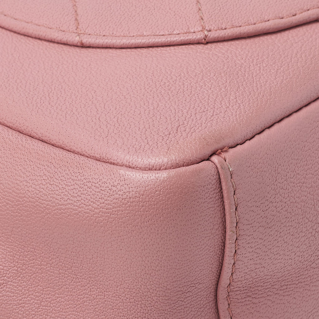 CHANEL Mini Shoulder Bag Matelasse Round Flap Chain Shoulder Lambskin Pink Gold-Tone Hardware Pre-Owned