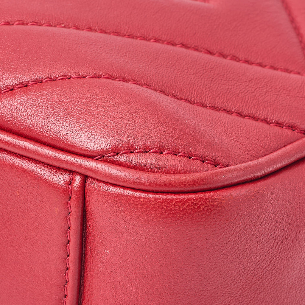 CHANEL Shoulder Bag, Diamond Stitch Coco Mark, Lambskin, Red, Gold-Tone Hardware, Pre-Owned