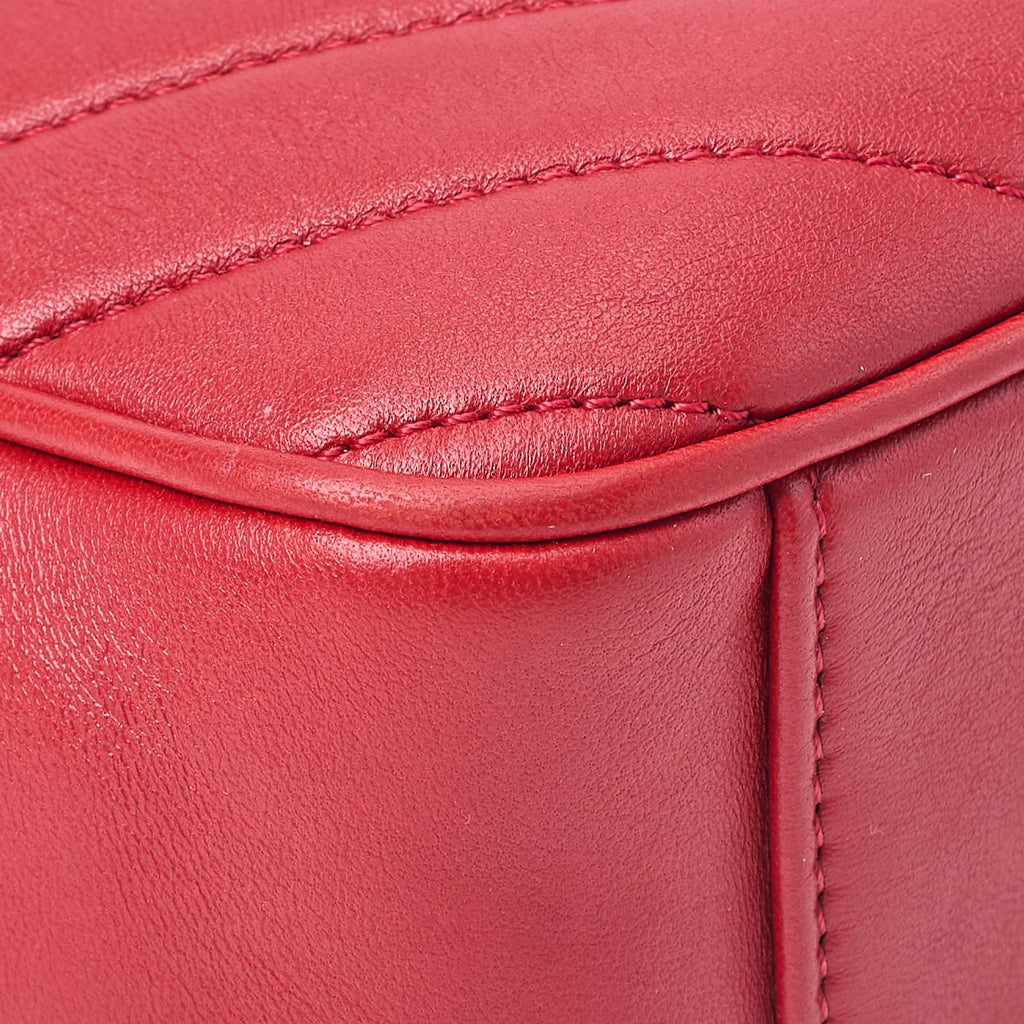CHANEL Shoulder Bag, Diamond Stitch Coco Mark, Lambskin, Red, Gold-Tone Hardware, Pre-Owned