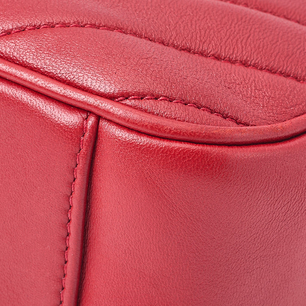 CHANEL Shoulder Bag, Diamond Stitch Coco Mark, Lambskin, Red, Gold-Tone Hardware, Pre-Owned