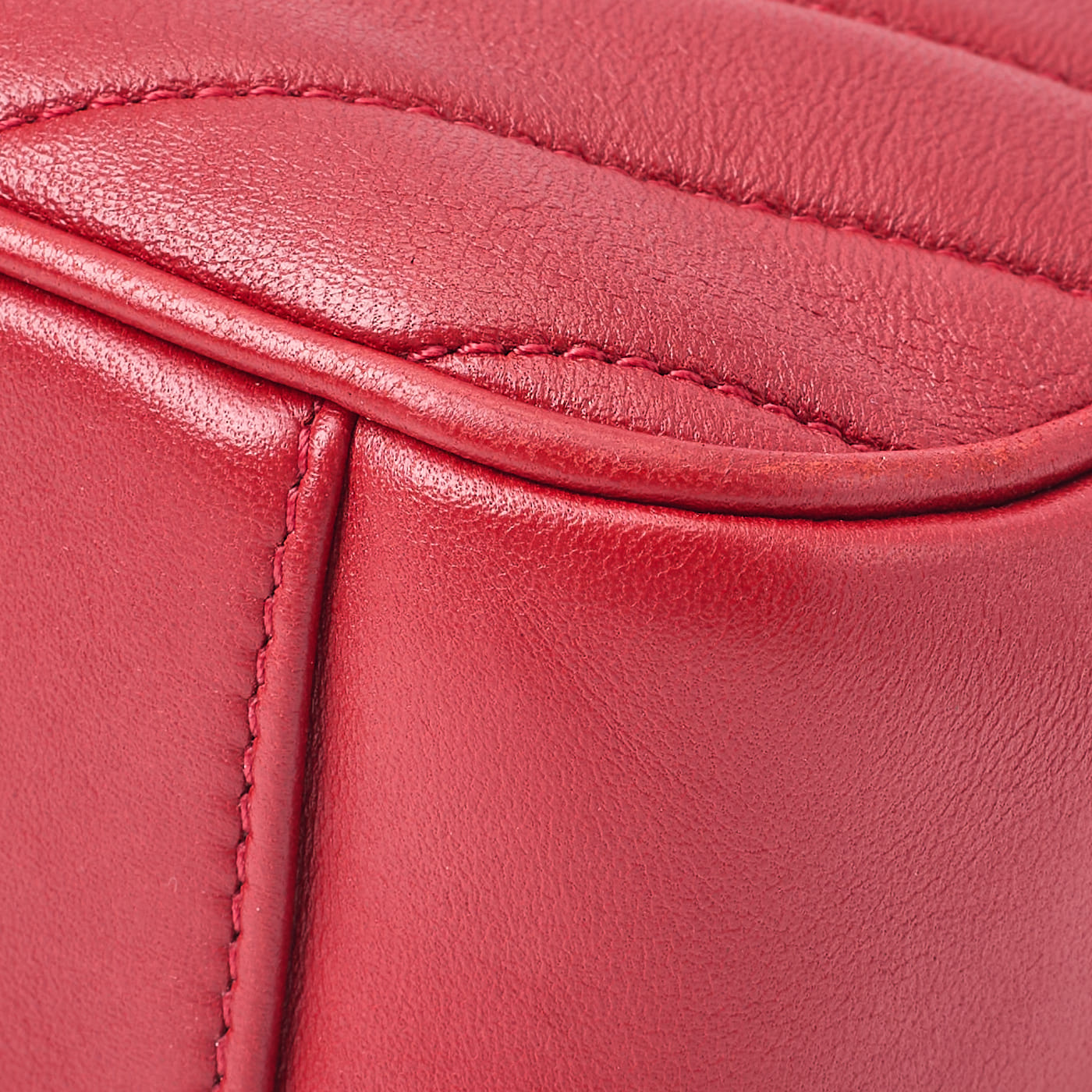 CHANEL Shoulder Bag, Diamond Stitch Coco Mark, Lambskin, Red, Gold-Tone Hardware, Pre-Owned