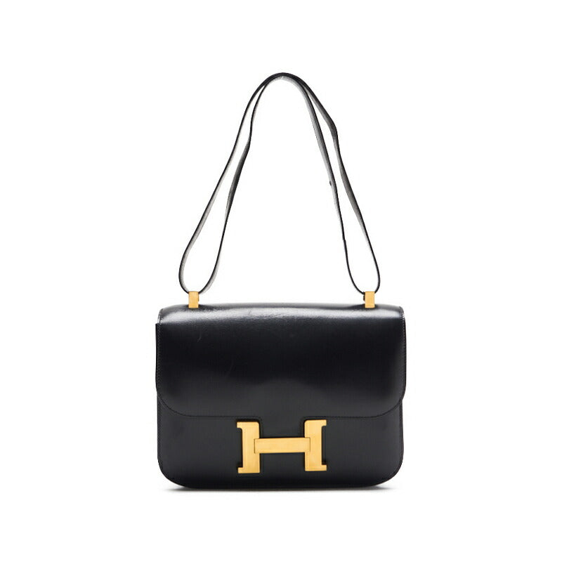 HERMES Constance 23 Shoulder Bag, Mini Shoulder Bag, Box Calf, Black, Gold-Tone Hardware, Pre-Owned