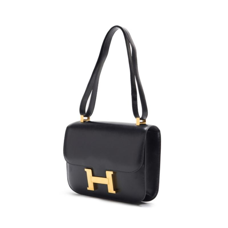 HERMES Constance 23 Shoulder Bag, Mini Shoulder Bag, Box Calf, Black, Gold-Tone Hardware, Pre-Owned