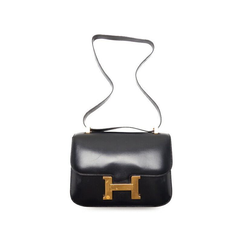 HERMES Constance 23 Shoulder Bag, Mini Shoulder Bag, Box Calf, Black, Gold-Tone Hardware, Pre-Owned