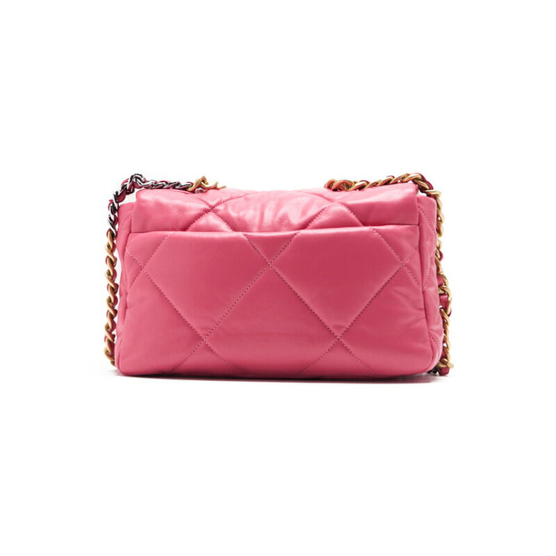 CHANEL 19 Tote Bag Matelasse 2WAY Chain Shoulder Lambskin Pink Gold-Tone Hardware Pre-Owned