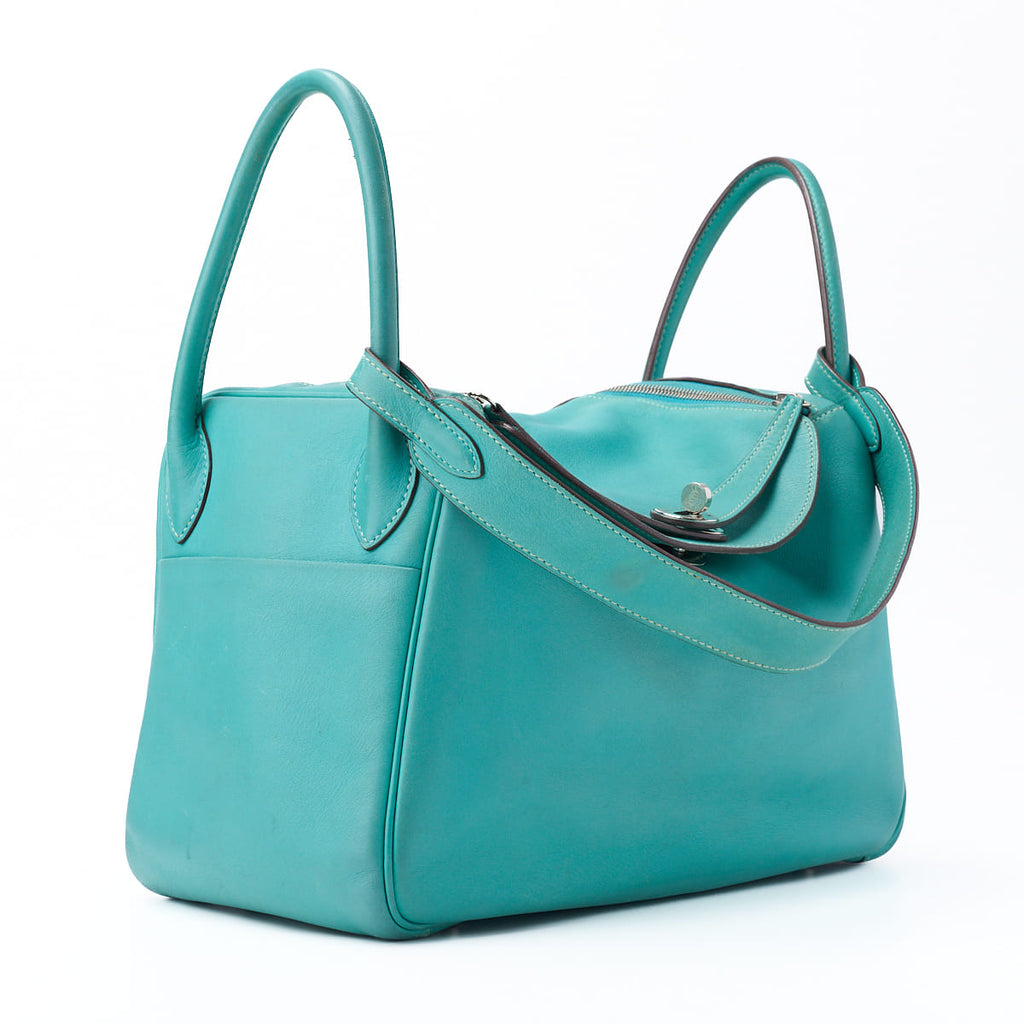 HERMES Lindy 30 2way Shoulder Bag Swift Lagon Lagon Silver-Tone Hardware, Pre-Owned