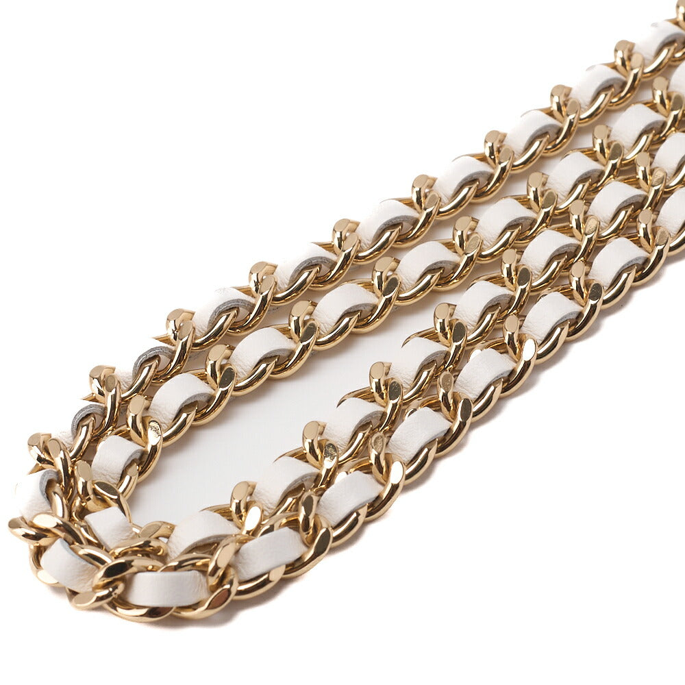 CHANEL Mini Shoulder Bag, Matelasse, Chain Shoulder, Tweed, White, Gold-Tone Hardware, Pre-Owned