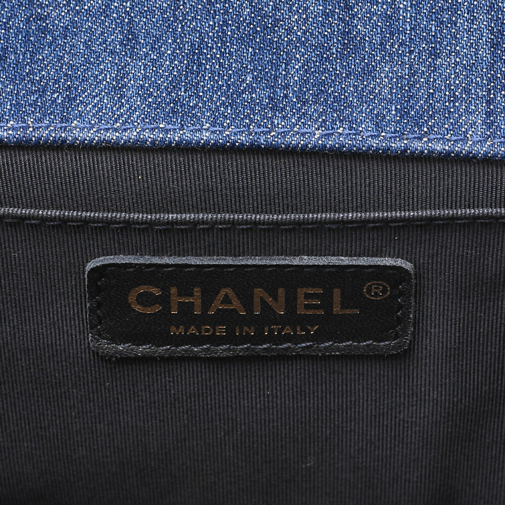 CHANEL Shoulder Bag, Patchwork, Chain Shoulder, Denim, Blue, Gold-Tone Hardware, Pre-Owned