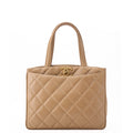 CHANEL Handbag Matelasse Turn Lock Lambskin Beige Gold-Tone Hardware Pre-Owned