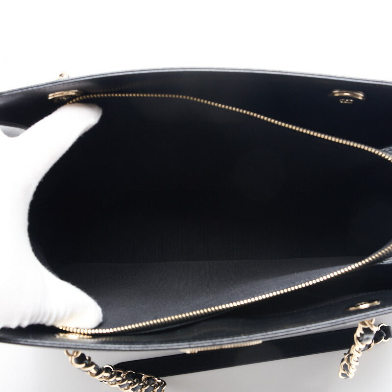 CHANEL Shoulder Bag, V-Stitch Deca Coco, Double Chain, Lambskin, Black, Gold-Tone Hardware, Pre-Owned