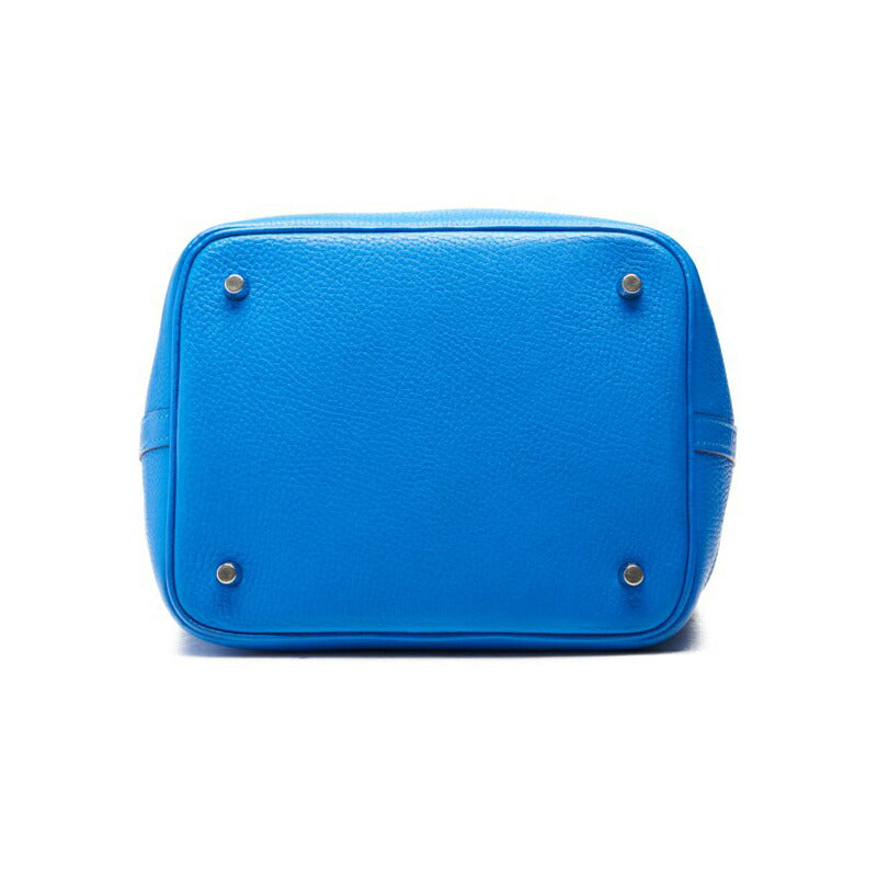 HERMES Picotin Rock MM Handbag, Tryon Clemence, Blue Indra, Silver-Tone Hardware, Pre-Owned