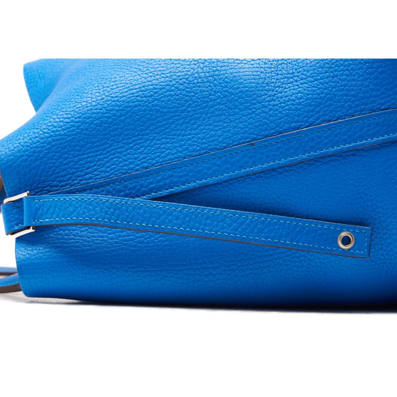 HERMES Picotin Rock MM Handbag, Tryon Clemence, Blue Indra, Silver-Tone Hardware, Pre-Owned
