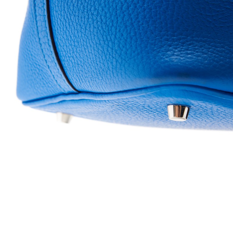 HERMES Picotin Rock MM Handbag, Tryon Clemence, Blue Indra, Silver-Tone Hardware, Pre-Owned