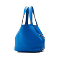 HERMES Picotin Rock MM Handbag, Tryon Clemence, Blue Indra, Silver-Tone Hardware, Pre-Owned