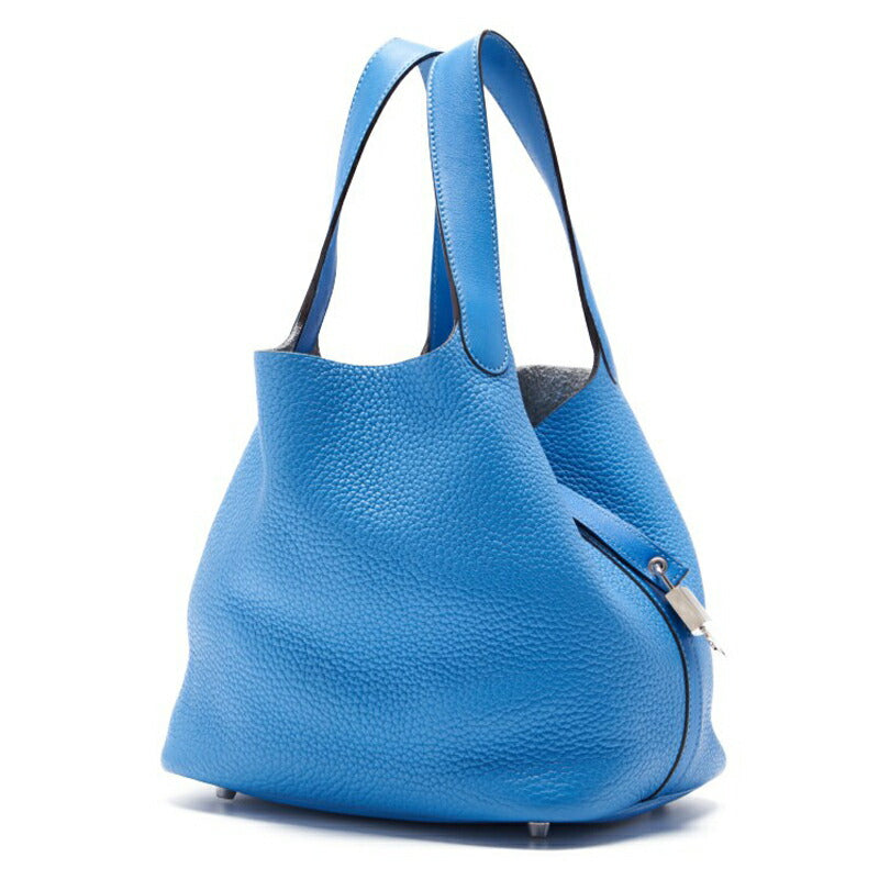 HERMES Picotin Lock MM Handbag Tryon Clemence Swift Blue Paradise Silver-Tone Hardware Pre-Owned