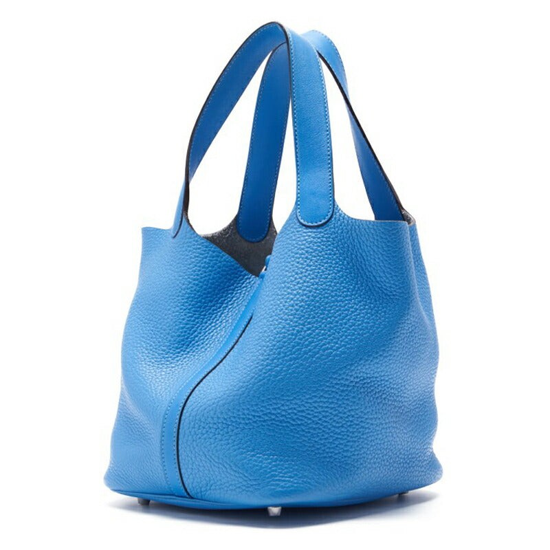 HERMES Picotin Lock MM Handbag Tryon Clemence Swift Blue Paradise Silver-Tone Hardware Pre-Owned
