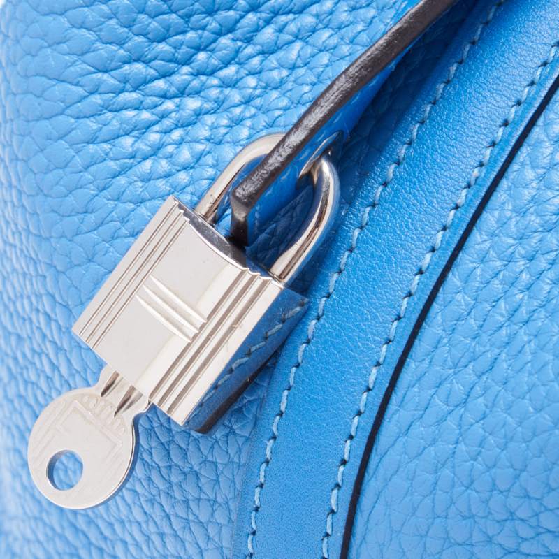 HERMES Picotin Lock MM Handbag Tryon Clemence Swift Blue Paradise Silver-Tone Hardware Pre-Owned