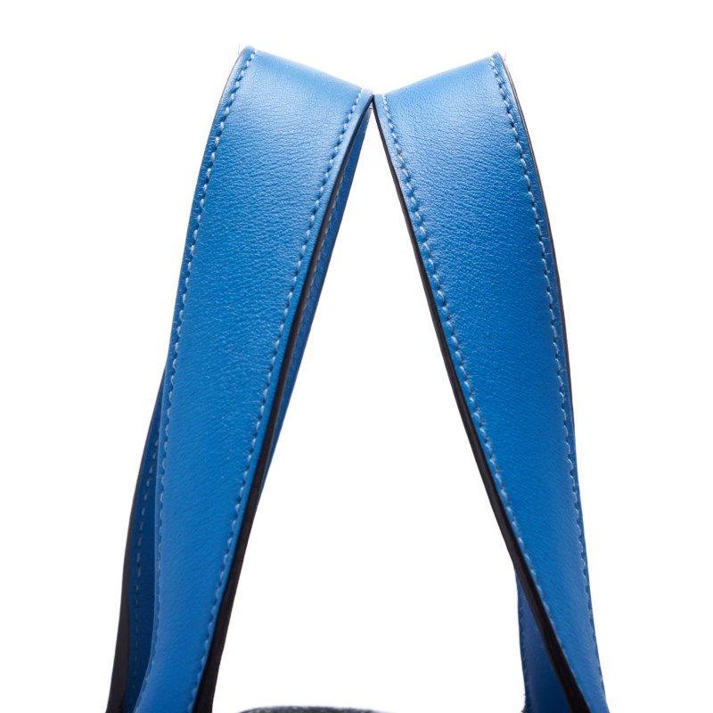 HERMES Picotin Lock MM Handbag Tryon Clemence Swift Blue Paradise Silver-Tone Hardware Pre-Owned
