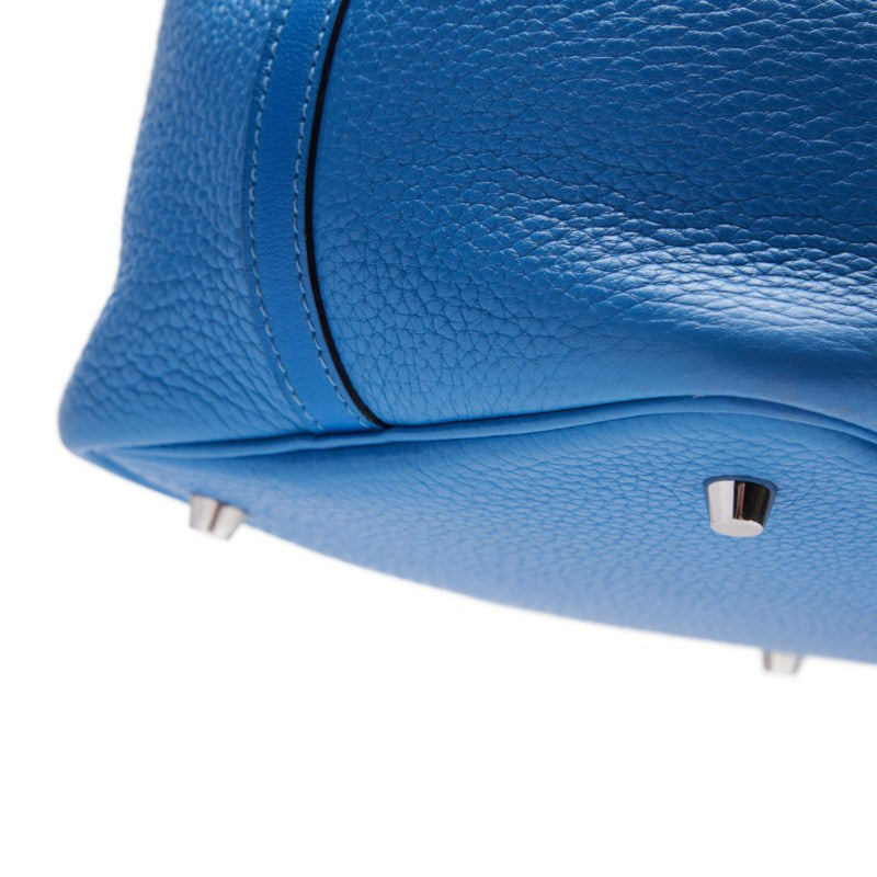 HERMES Picotin Lock MM Handbag Tryon Clemence Swift Blue Paradise Silver-Tone Hardware Pre-Owned