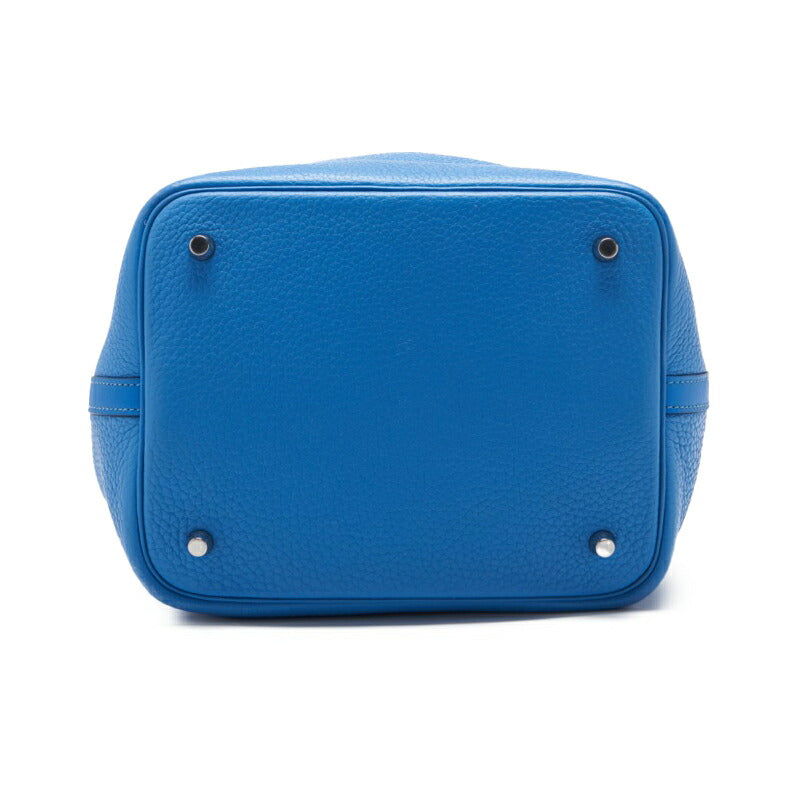 HERMES Picotin Lock MM Handbag Tryon Clemence Swift Blue Paradise Silver-Tone Hardware Pre-Owned