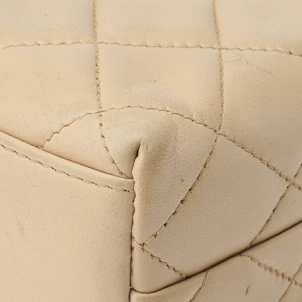 CHANEL Shoulder Bag Tote Bag Matelasse Lambskin Beige Gold-Tone Hardware Pre-Owned