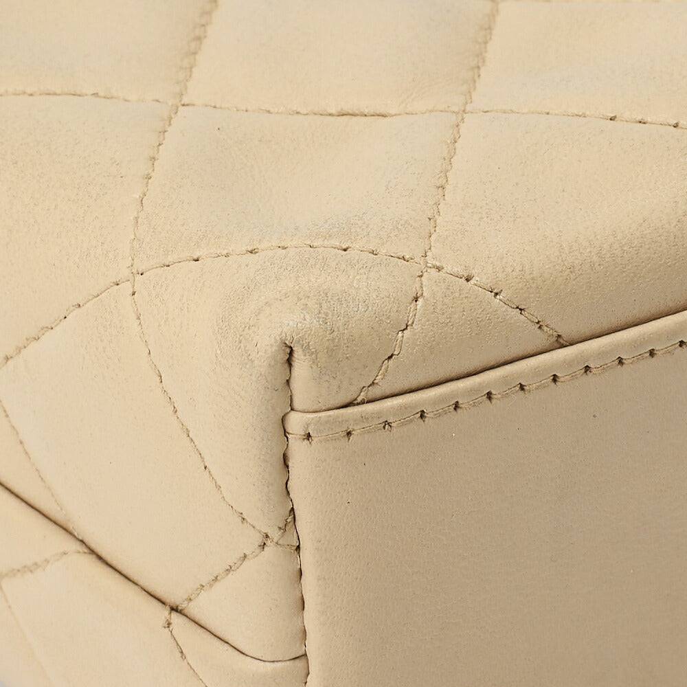 CHANEL Shoulder Bag Tote Bag Matelasse Lambskin Beige Gold-Tone Hardware Pre-Owned